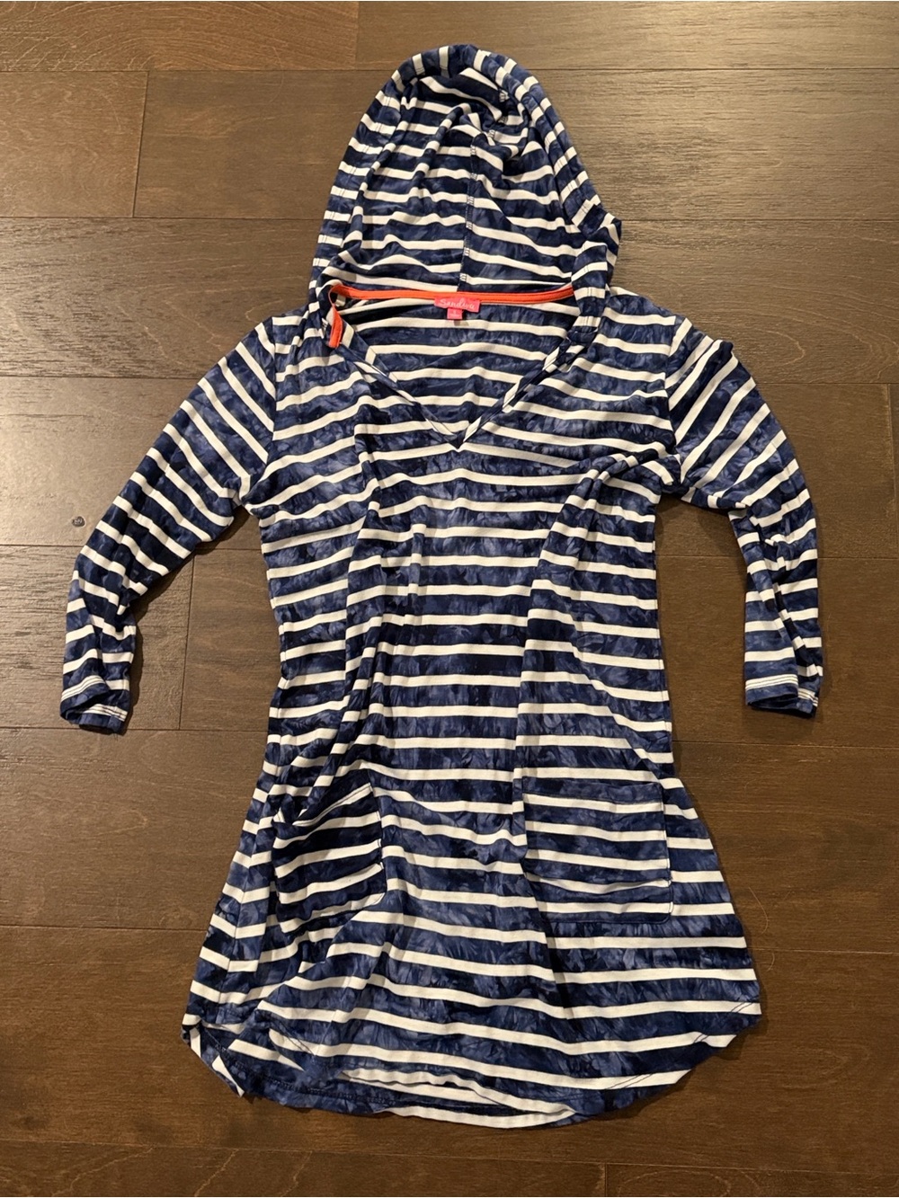 Sandiva Swim Coverup | Navy and White Striped Hooded Tunic | Resort Wear